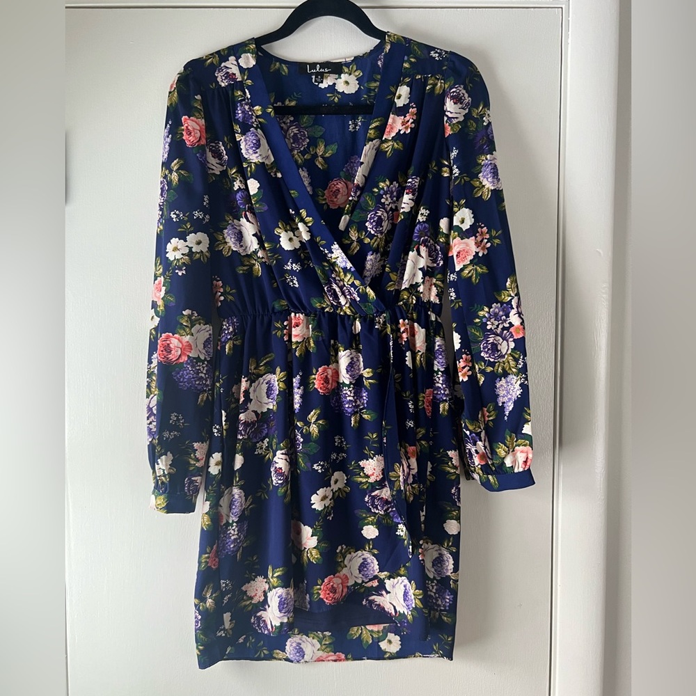 Lulu’s Honey Punch That’s A Wrap Floral Faux Wrap Dress Cottagecore Date Night - Picture 5 of 14